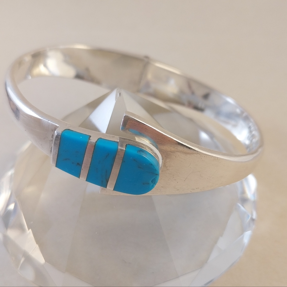 Sterling Silver and Turquoise Bracelet - Picture 13 of 16